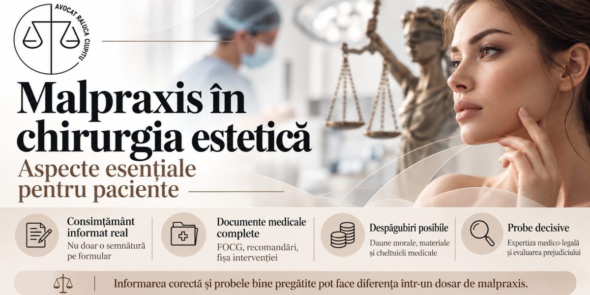 Malpraxis în chirurgia estetică – aspecte esențiale pentru paciente: consimțământ informat, documente medicale, despăgubiri, probe